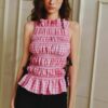Pink Gingham Smocked Crop Top “Ruffled Charm” RC3026