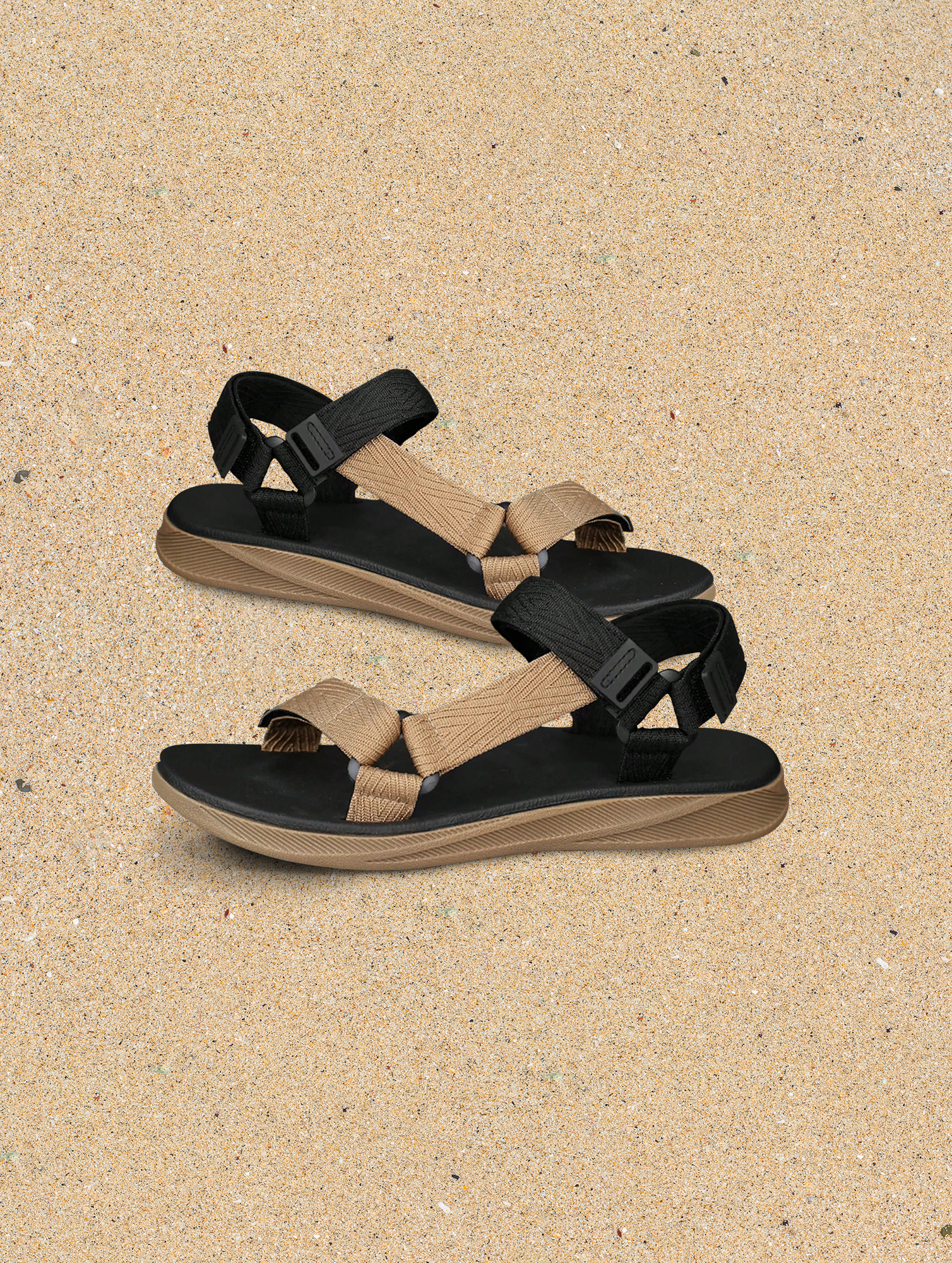 Mens-Lightweight-Beach-Sandals-1.jpg Men's Lightweight Beach Sandals - Woven Upper, Anti-Slip TPR - Image 1